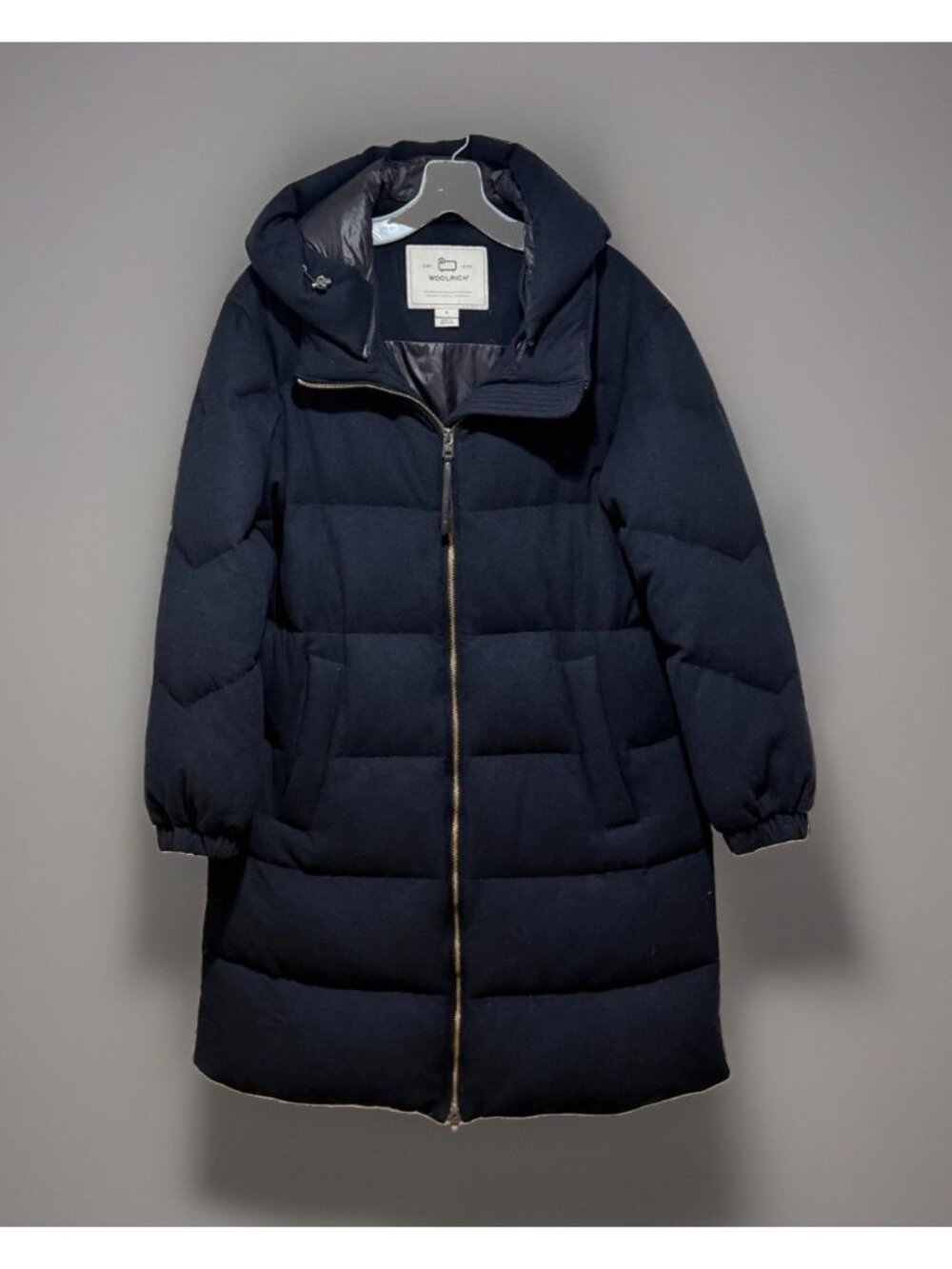 Woolrich X Loro Piana "Rain System" Down Puffer Parka Wool Navy Blue Luxury Sz S